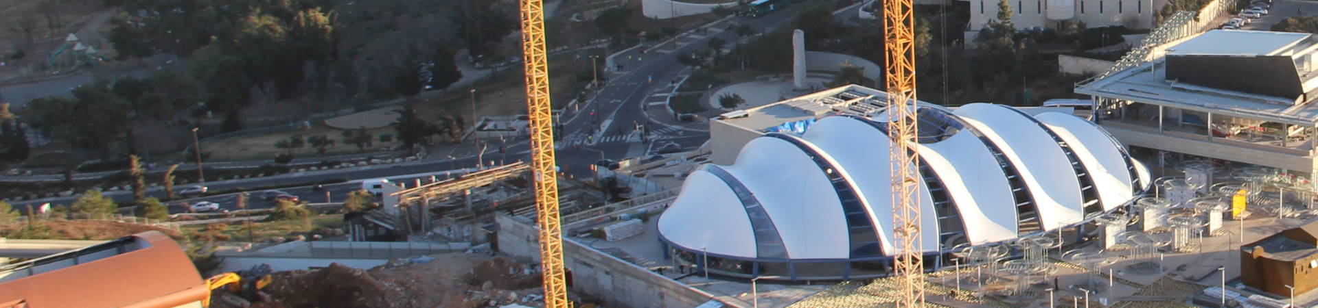 The tensile structure roofing the Cinema City building in Jerusalem